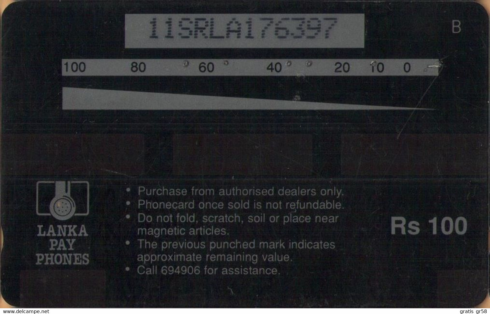 Sri Lanka (Ceylon) - SRL-11A, GPT, 11SRLA, Lanka Payphones Logo, Rs.100, Used - Sri Lanka (Ceylon)