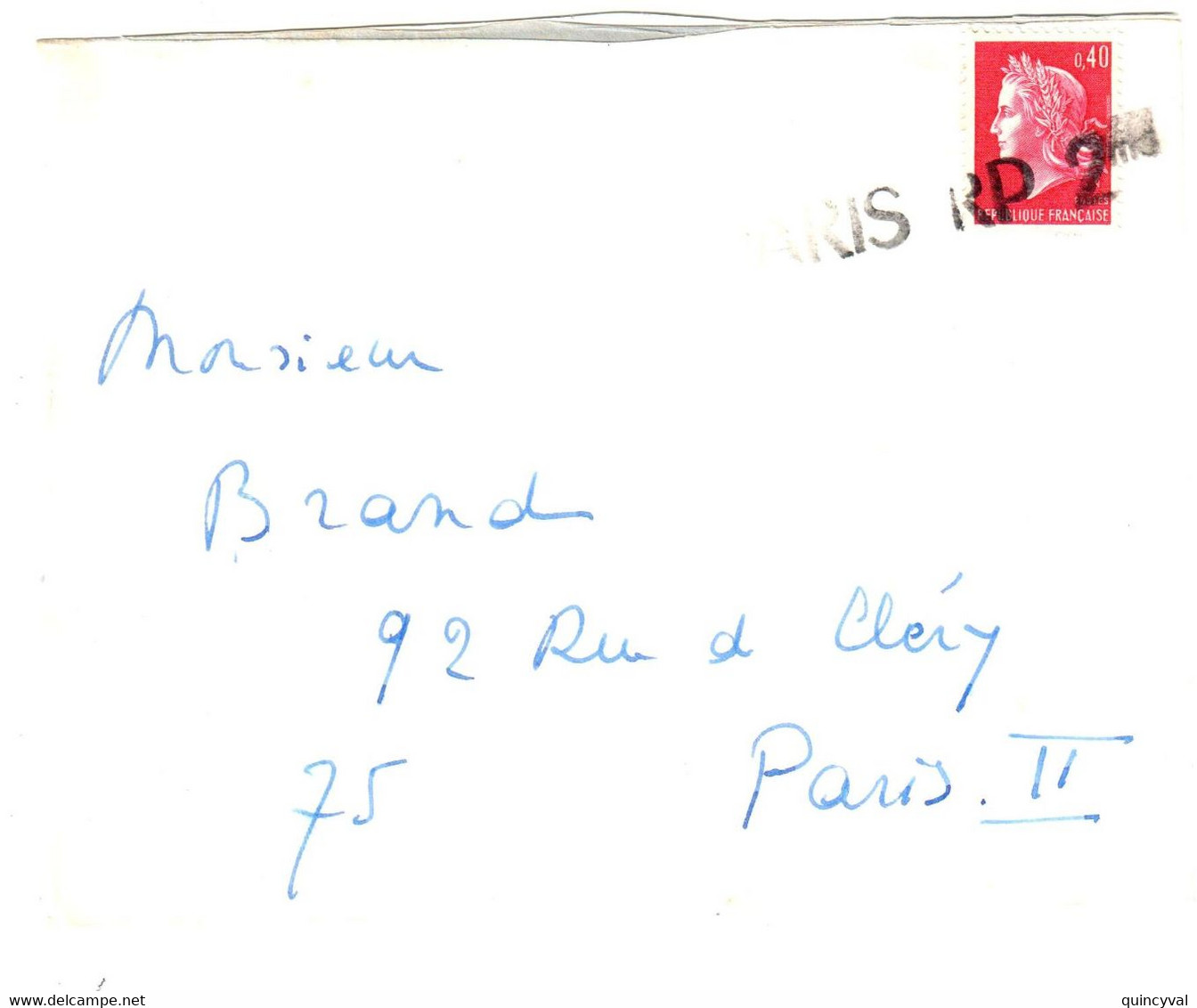 Lettre 40c Cheffer Rouge Yv 1536B Ob Probablement à L'arrivée PARIS RP 2me Scann Pâle Mais Totalement Marqué Et Lisible - Lettres & Documents