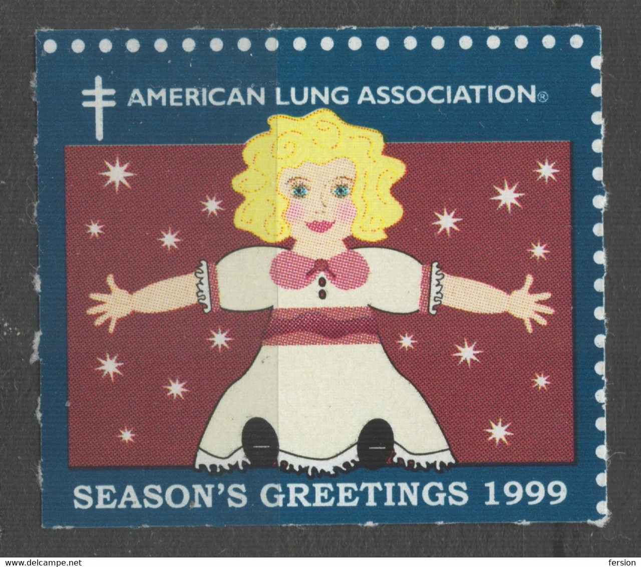 PUPPET Children TOY - 1999 USA Tuberculosis TBC CHRISTMAS Charity Label Cinderella Vignette American Lung Association - Marionnetten