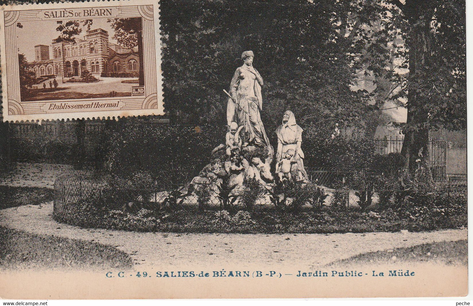 N°4701 R -timbres Vignette Saliès De Béarn Sur Carte Postale De Saliès -RR- - Tourism (Labels)