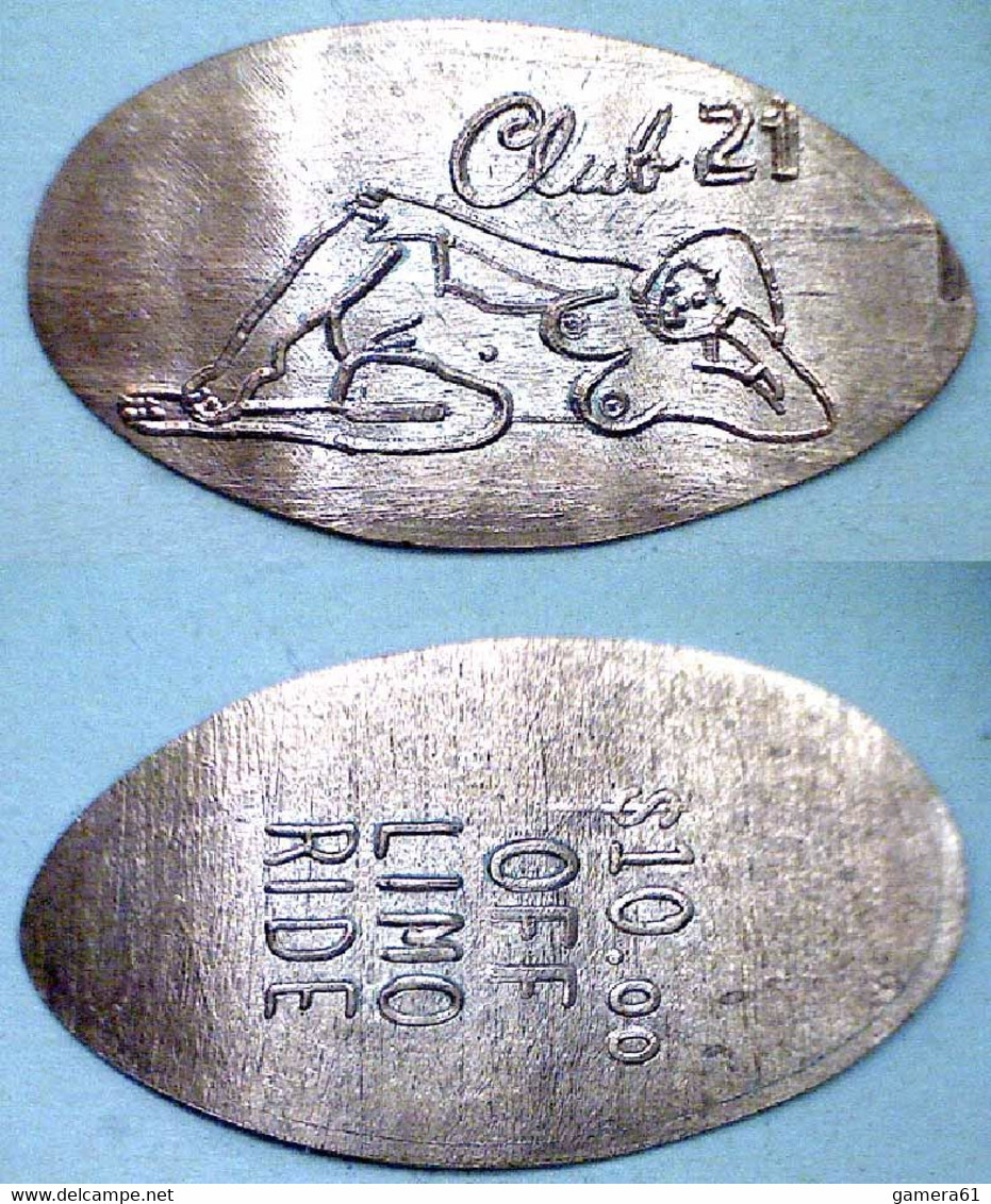 01120 GETTONE TOKEN JETON FICHA ELONGATED PENNNY EROTIC CLUB 21 $10.00 OFF LOMO RIDE - Souvenirmunten (elongated Coins)