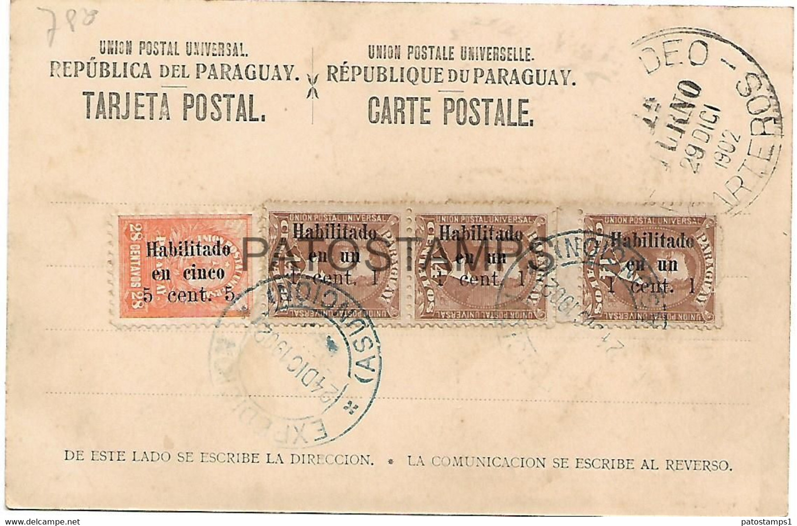 143010 PARAGUAY SAN BERNARDINO COSTA DEL LAGO IPACARAY YEAR 1902 POSTAL POSTCARD - Paraguay