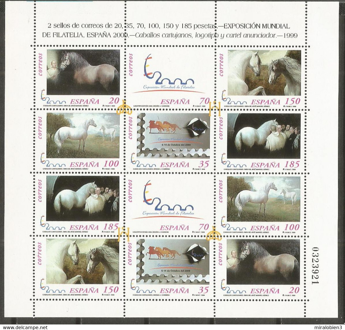 ESPAÑA CABALLOS CARTUJANOS SERIE COMPLETA  EDIFIL NUM. 3679/3684A ** MINI PLIEGO NUM. 67 - Nuevos