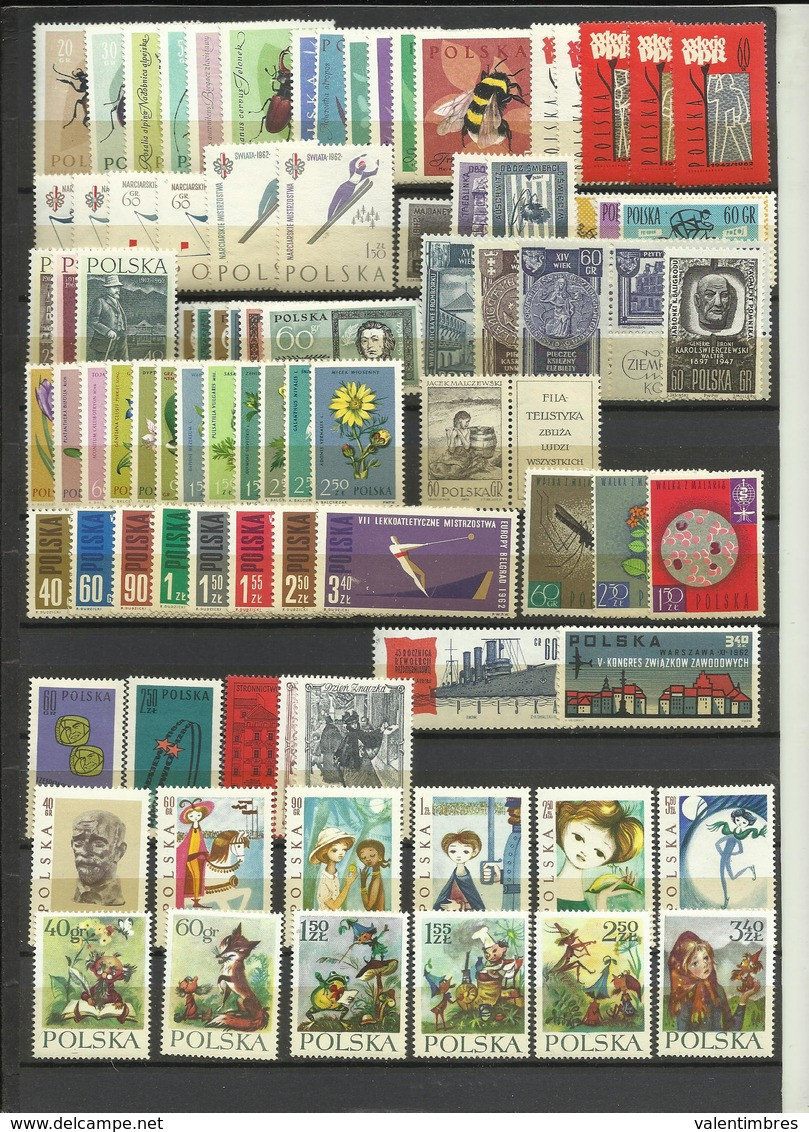 Pologne Année Complète ** 1962  YT  1140/1227   88  Timbres  Poland  Polen Polska - Volledige Jaargang