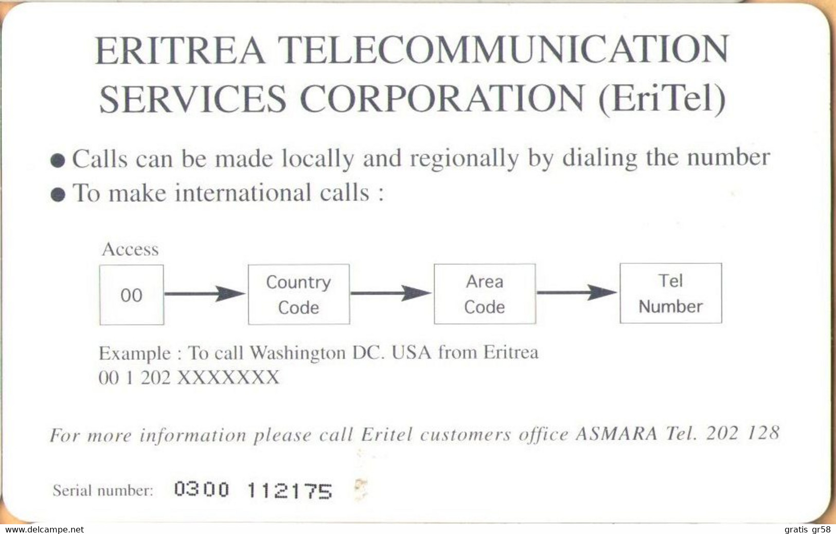 Erithrea - Eritel, ER-ERI-0013, Three Seasons In Two Hours - The Rock (New Logo), 50 Nfk, Used - Eritrea