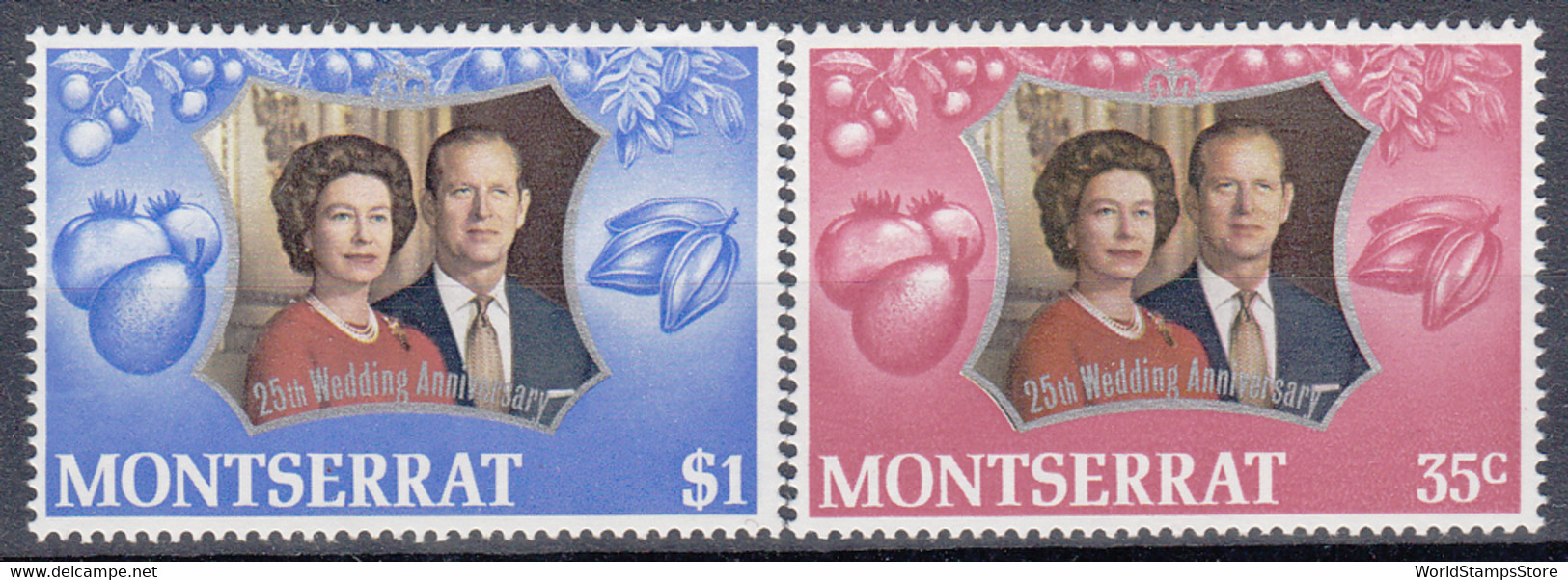 Montserrat 1972 25th Royal Wedding Anniversary. SET. MNH. VF. - Montserrat