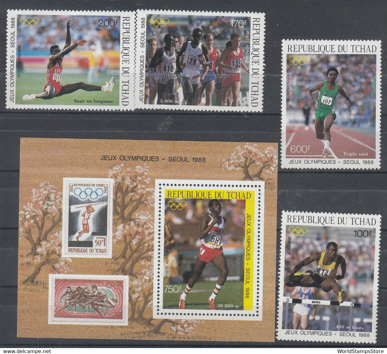 Chad 1988 Olympic Games Seoul. Set And S/S. MNH. VF. - Chad (1960-...)