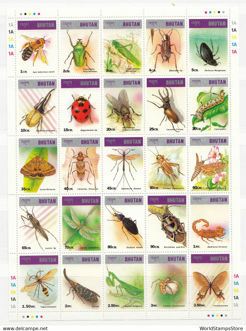 Bhutan 1997 Insects. Sheet Of 25. MNH. VF. - Bhutan