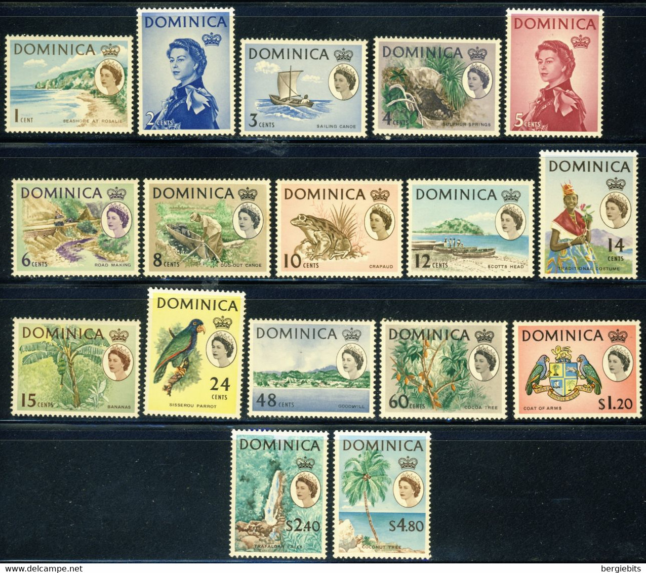 1963 Dominica MNH OG Complete Set Of 17 Stamps "Local Scenes" Yt 159-175 - Dominica (...-1978)