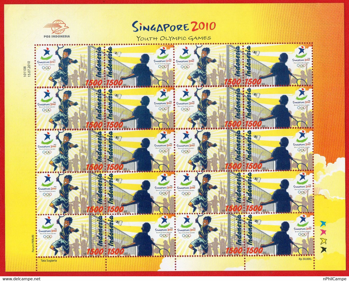 Indonesia 2010, FS Youth Olympic Games-Singapore 2010. MNH - Estate 2014 : Singapore (Giochi Olimpici Giovanili)