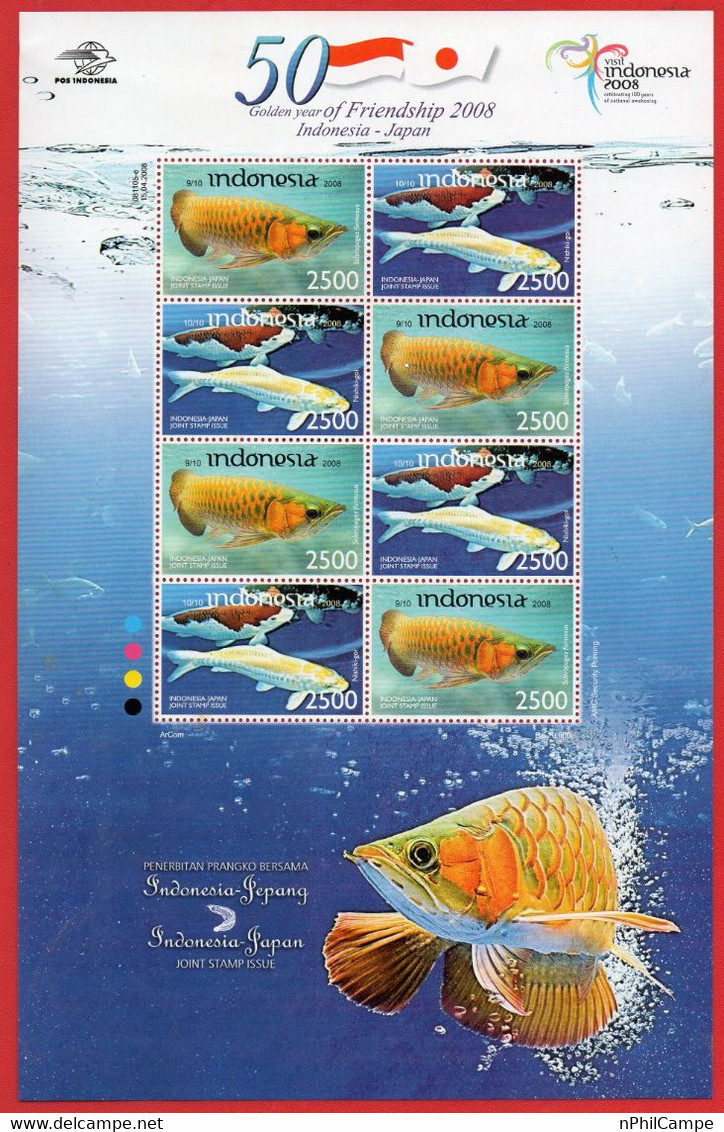 Indonesia, 2008 FS. 50 Year Of Friendship Indonesia Japan, Sheetlet.  MNH - Vissen