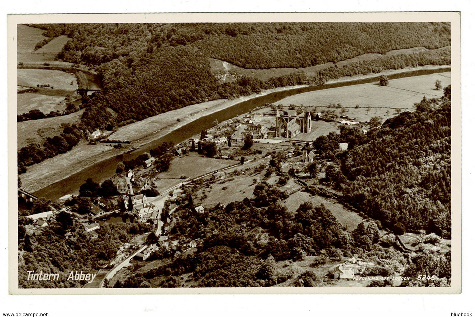 Ref 1399  - Real Photo Aerial Postcard - Tintern Abbey - Monmouthshire Wales - Monmouthshire