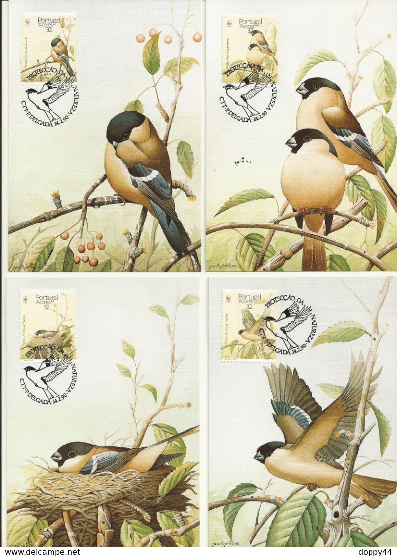 LOT 4 CARTES MAXIMUM  WWF  ACORES/PORTUGAL   BOUVREUIL DES ACORES / SAO MIGUEL BULLFINCH. - Tarjetas – Máxima