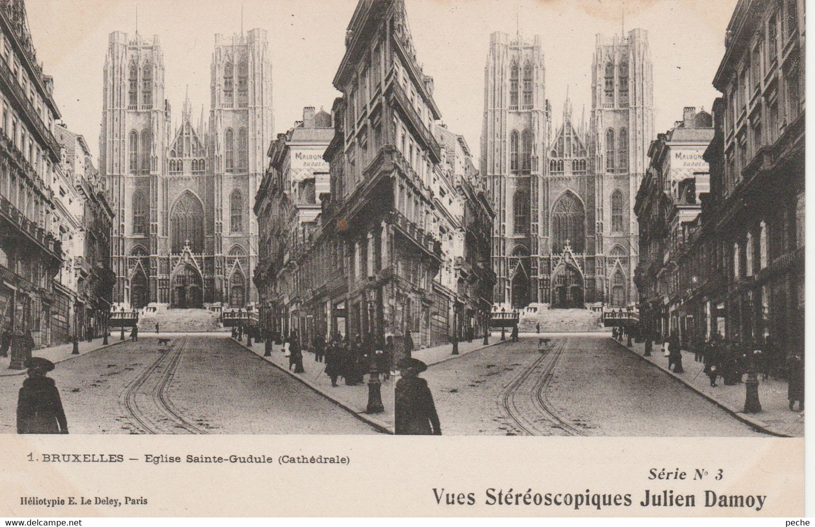 N°4721 R -carte Stéréoscopique Bruxelles -église Sainte Gudule- - Stereoscope Cards