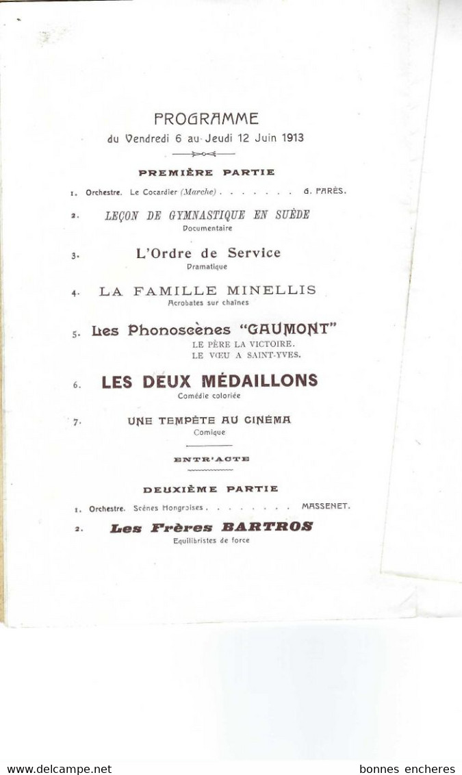 1913 PROGRAMME GAUMONT PALACE THEATRE CINEMA PARIS "LE PLUS GRAND CINEMA DU MONDE" PLAQUETTE LUXE T.B.E. V.SCANS.15429 - Programmes