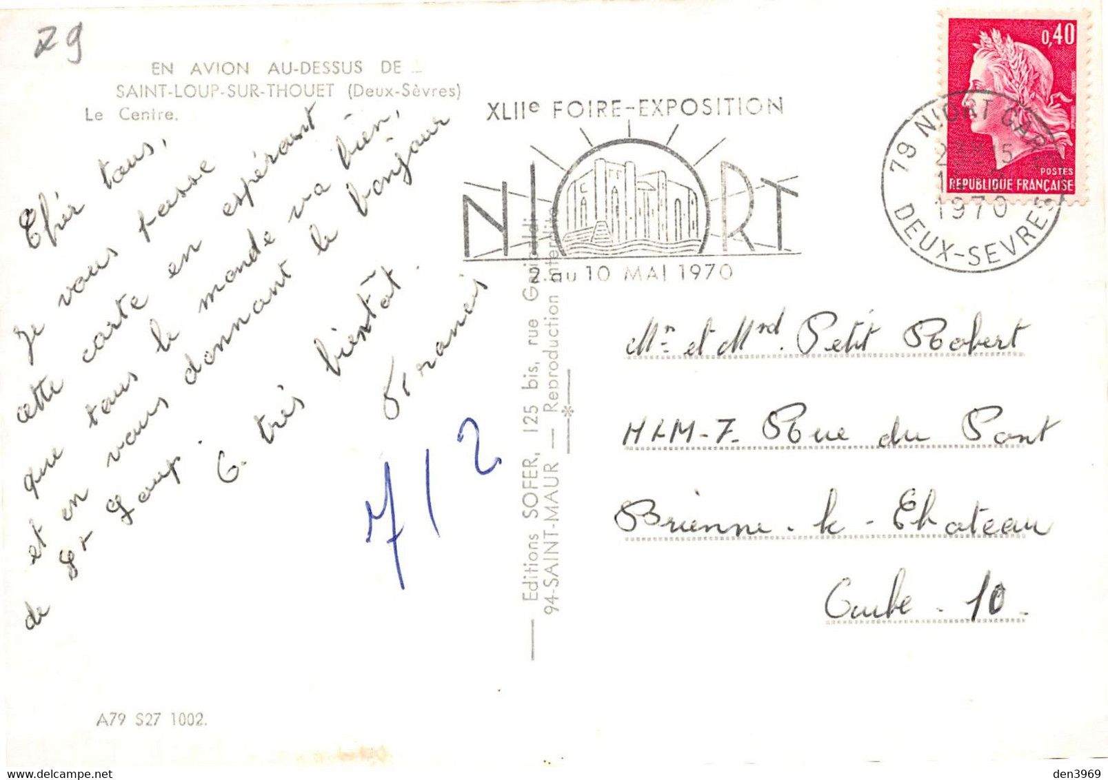 SAINT-LOUP-sur-THOUET - Le Centre - Philatélie Flamme XVIIe Foire-Exposition Niort, 1970 - Saint Loup Lamaire