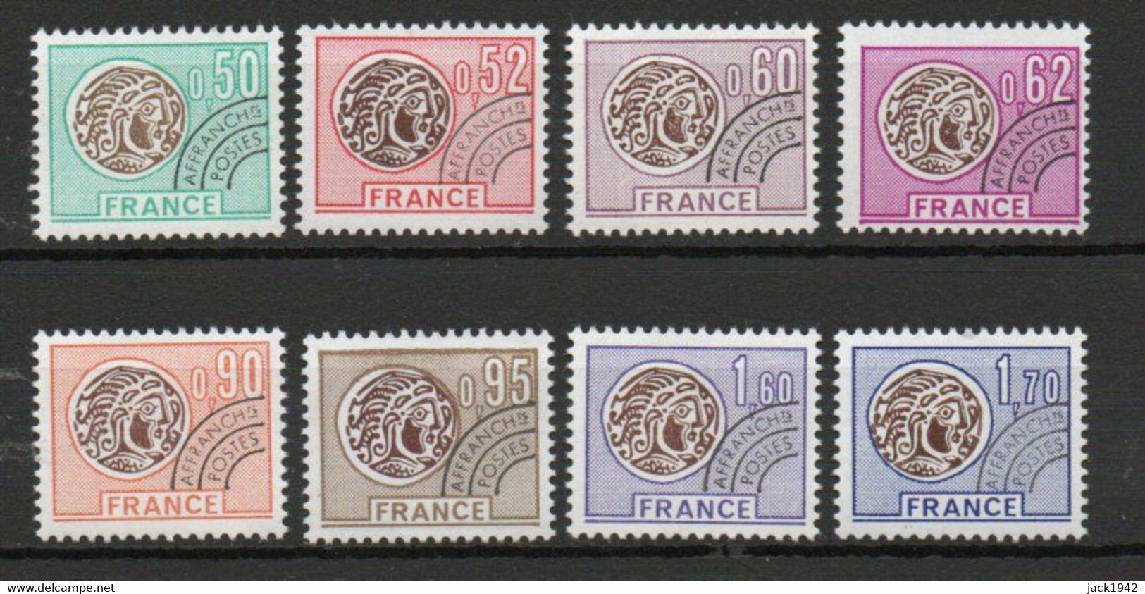 Préoblitérés Yvert N° 138 à 145 ** - Monnaies Gauloises, 8 Valeurs - 1964-1988