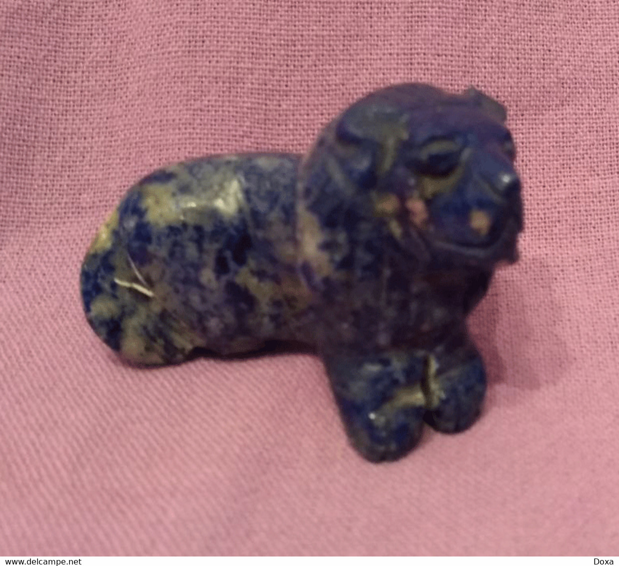 Vintage Figurine Lion, Lapis Lazuli - Lapis Lazuli