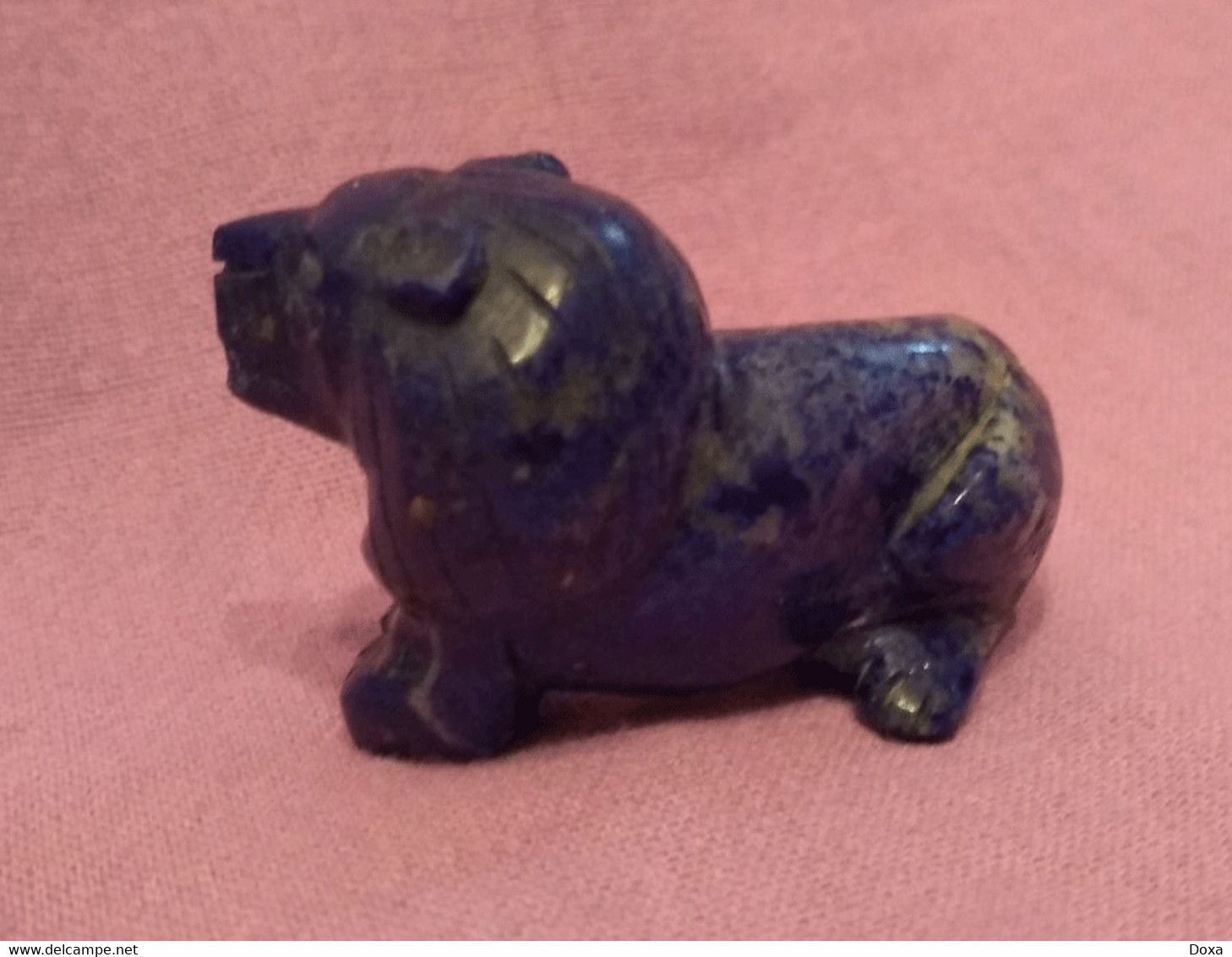 Vintage Figurine Lion, Lapis Lazuli - Lapislazuli