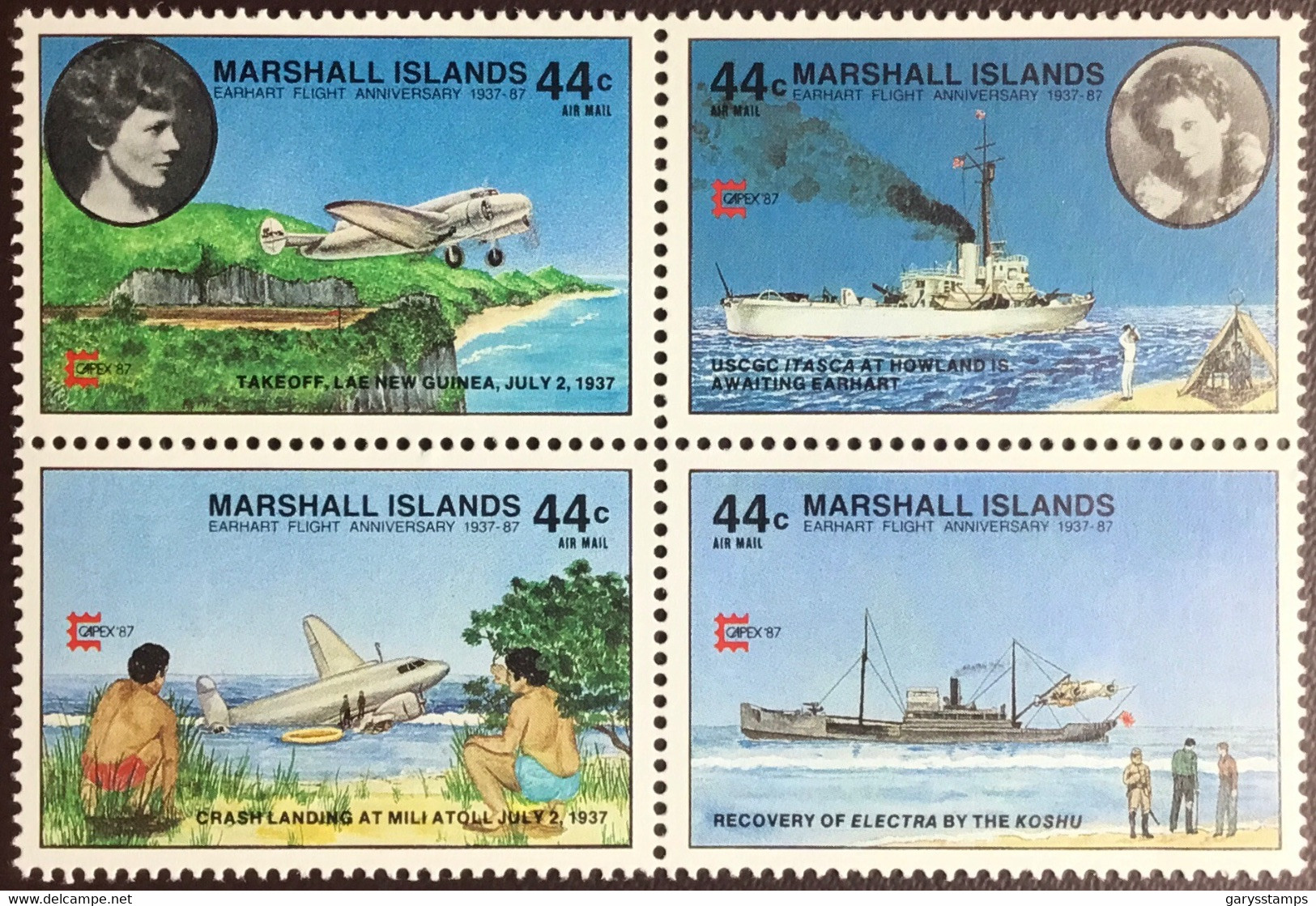 Marshall Islands 1987 Capex Amelia Earhart Aircraft Ships MNH - Marshall