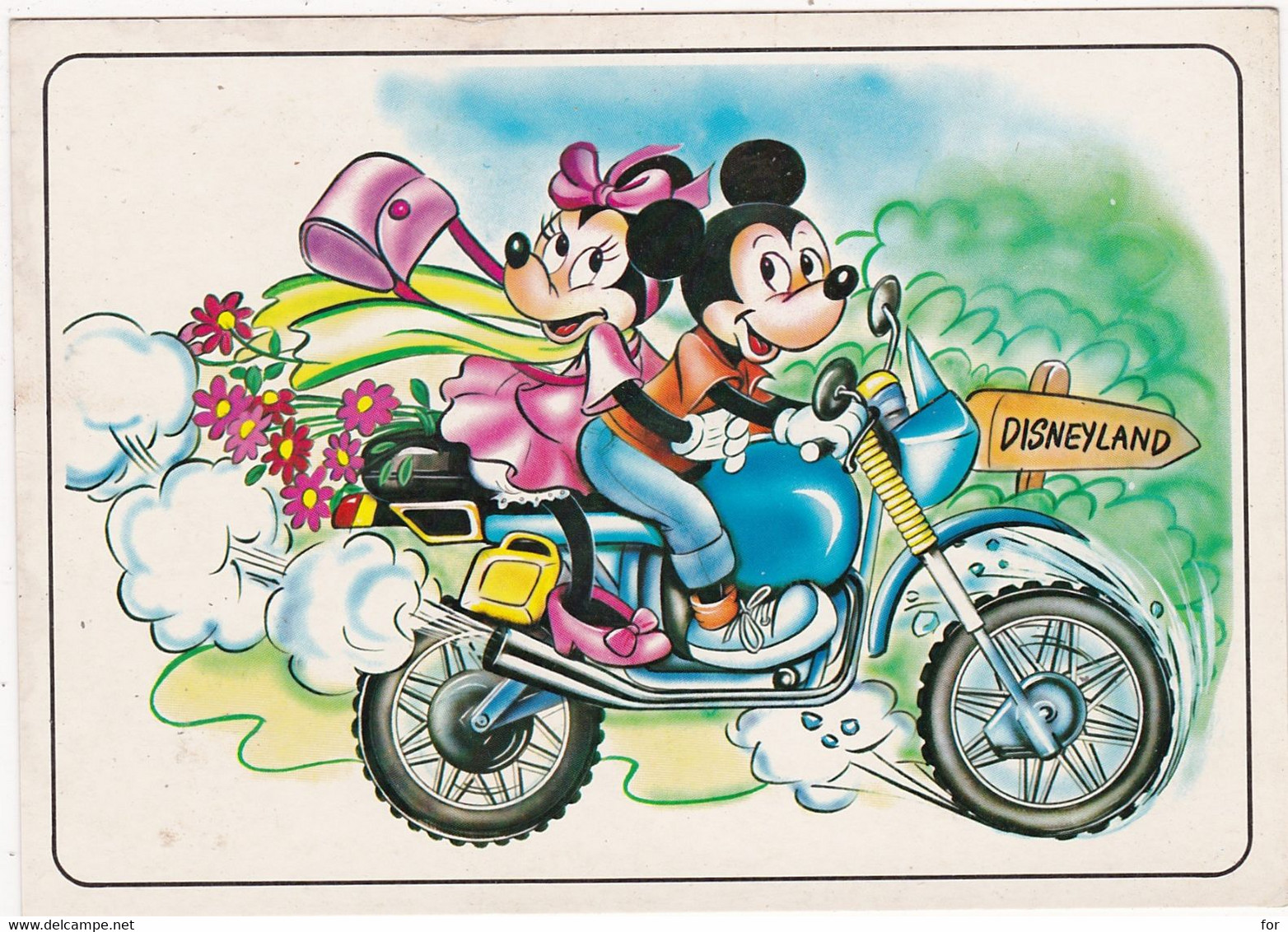 Disney : Disneyland : Mickey Et Minnie En Moto Pour Disneyland : ( C.p.m. - Grand Format ) - Disneyland
