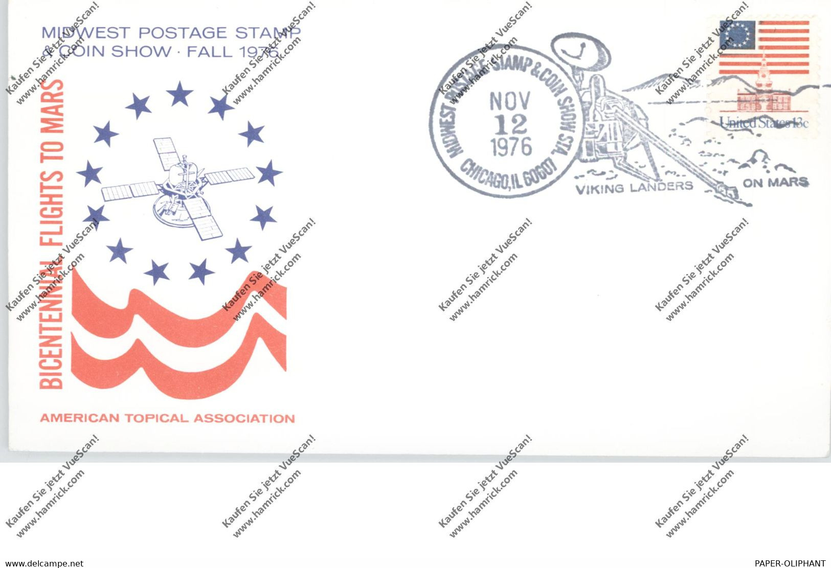 WELTRAUM / Space, VIKING LANDERS ON MARS, Midwest Postage Stamp Show 1976 - North  America