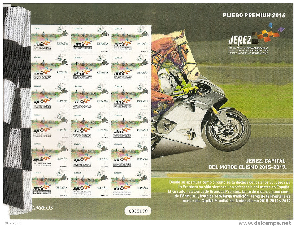 2016-ED. 5046 EN PLIEGO PRÉMIUM- Jerez, Capital Mundial Del Motociclismo 2015-2017-NUEVO- - Full Sheets