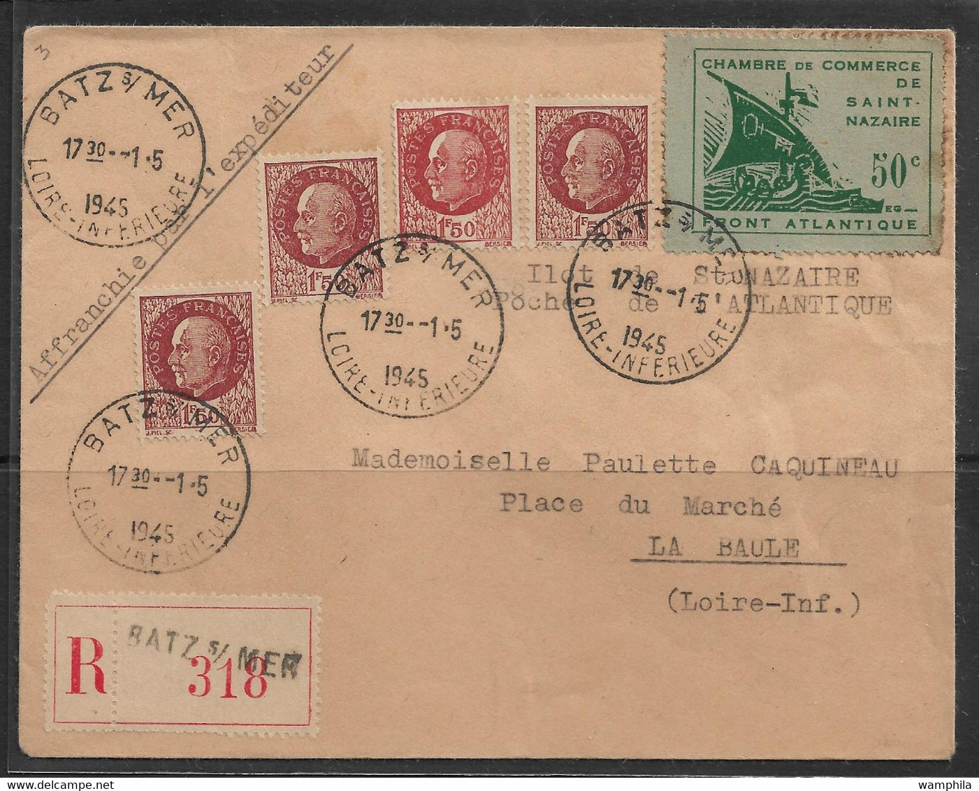 France Chambre De Commerce De ST Nazaire - Guerre (timbres De)