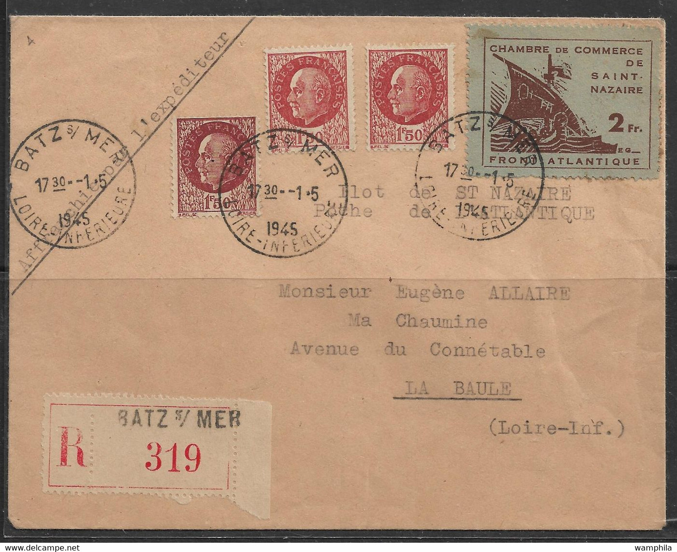 France Chambre De Commerce De ST Nazaire - War Stamps