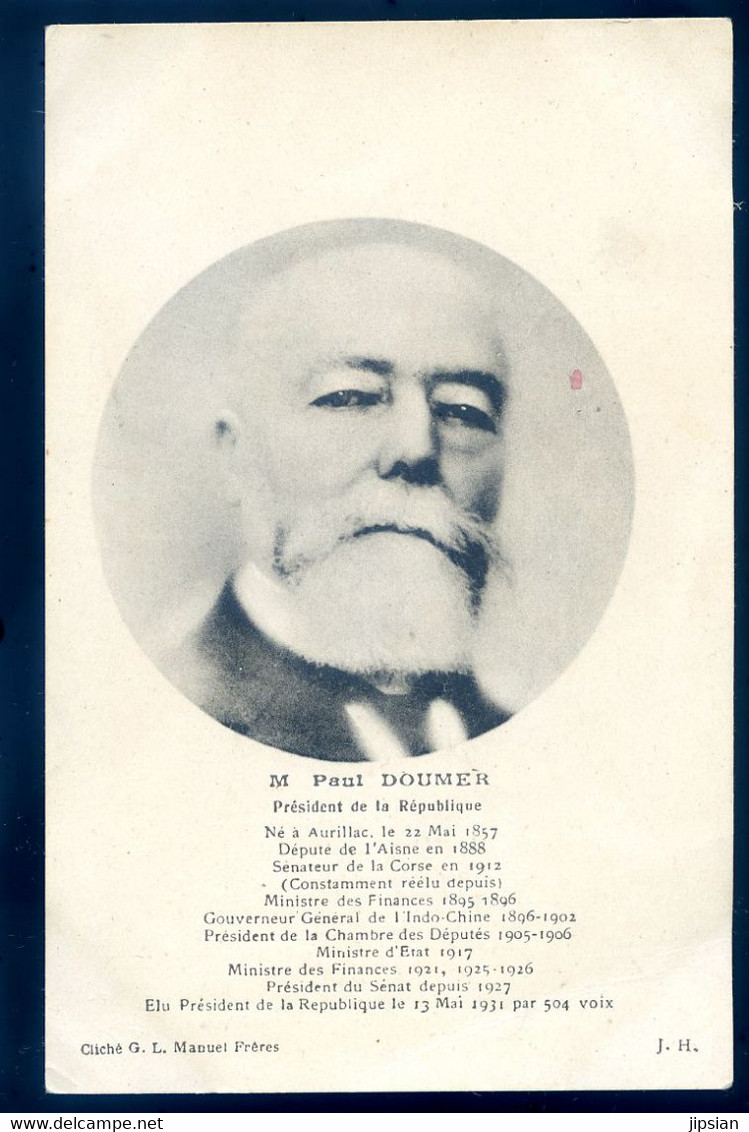 Cpa Paul Doumer Président De La République Né à Aurillac       SE20-3 - Hommes Politiques & Militaires