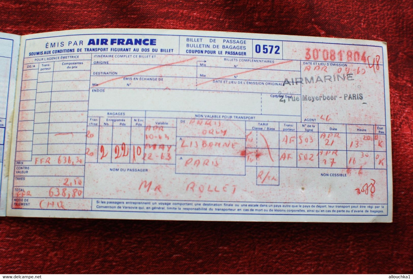 AIR FRANCE PARIS-ORLY//LISBONNE-Carte Embarquement-Billet Avion Transport Aviation Commerciale Ligne Aérienne Portuguese - Carte D'imbarco