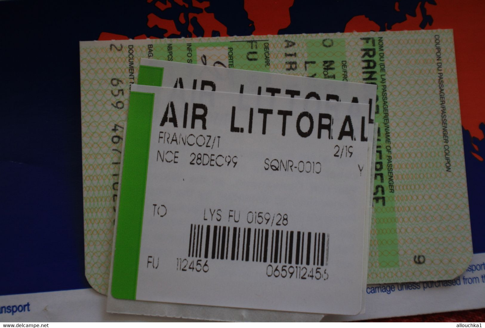 AIR LITTORAL-IATA-CHECK-IN-LYON SATO//NICE-Carte Embarquement-Billet Avion Transport Aviation Commerciale Ligne Aérienne - Boarding Passes