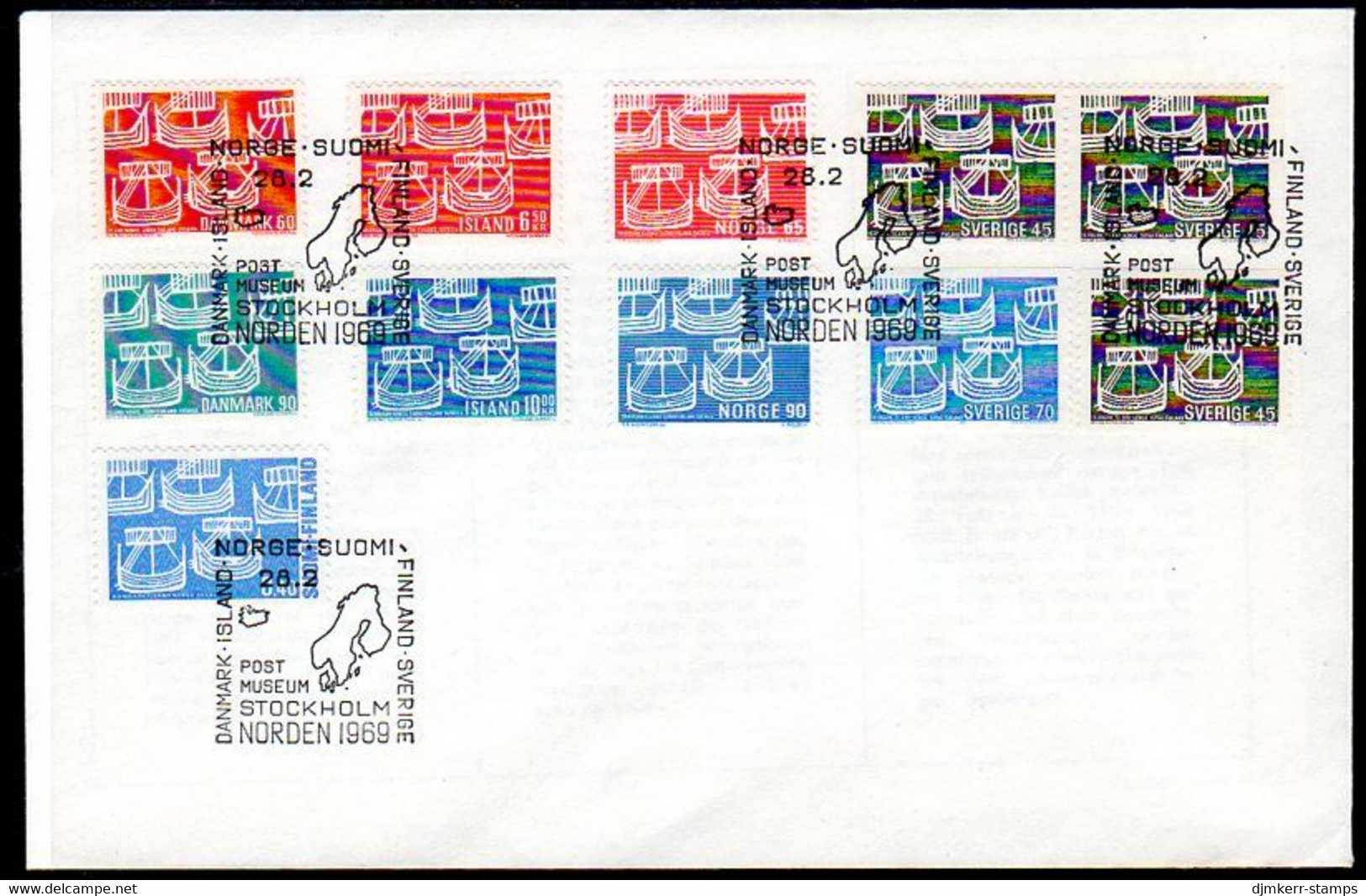 SWEDEN 1969  Nordic Countries FDC.  Composite Cover With Parallel Issues Of Denmark, Finland, Iceland And Norway - FDC