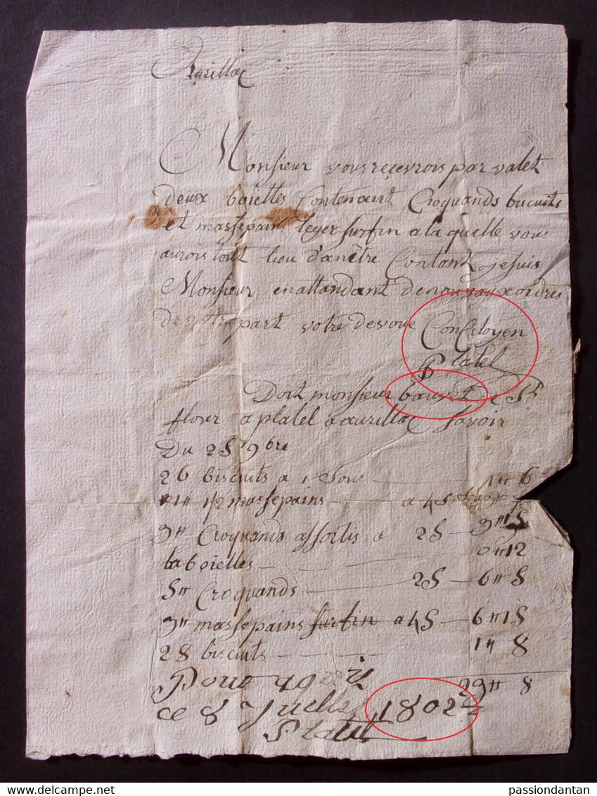 Manuscrit Post Révolution Française - Missive Adressée Au Sieur Bouvet De Saint-Flour Dans Le Cantal - Manuscrits