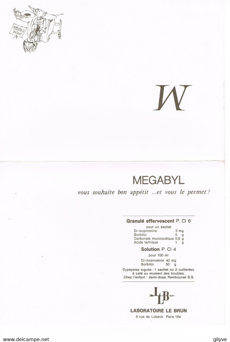 Carte De Correspondance, Non Signée CABU. Publicité  Mégabyl  Au Dos  (n°12) - Cabu