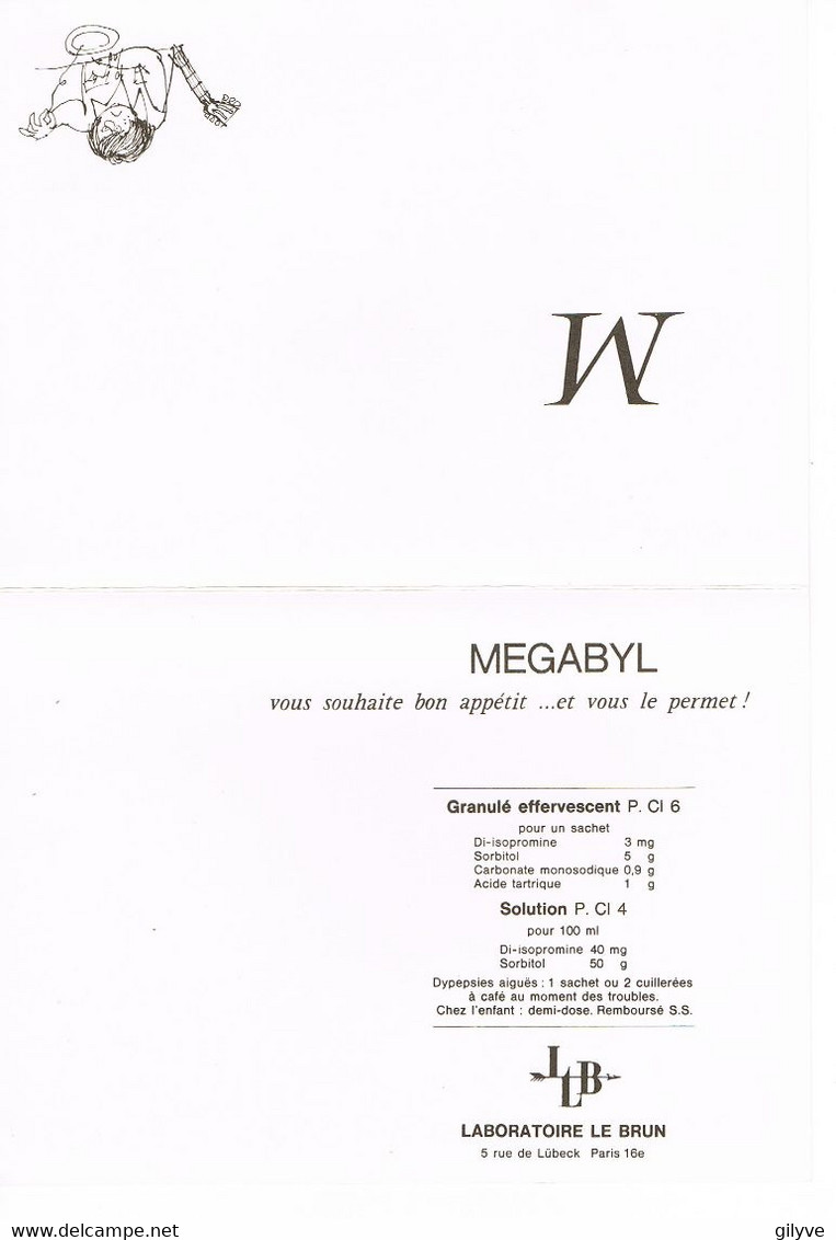 Carte De Correspondance, Signée CABU. Publicité  Mégabyl  Au Dos  (n°16) - Cabu