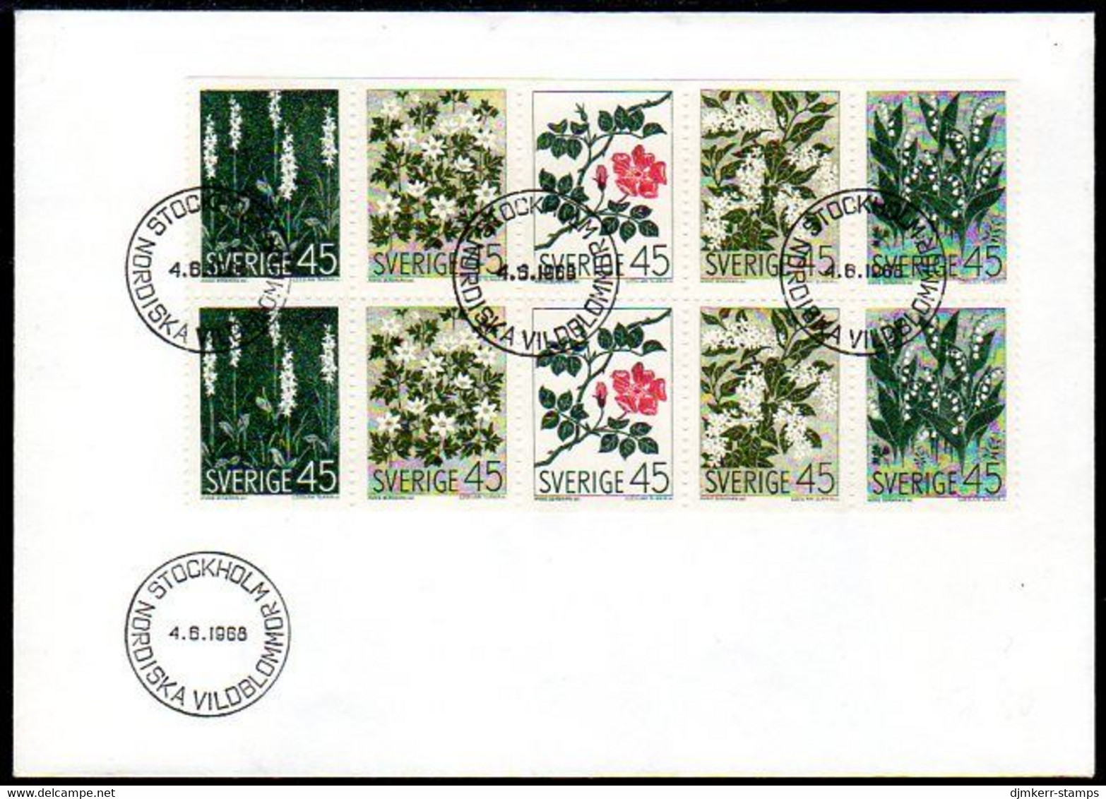 SWEDEN 1968 Flowers FDC.  Michel 607-11 - FDC