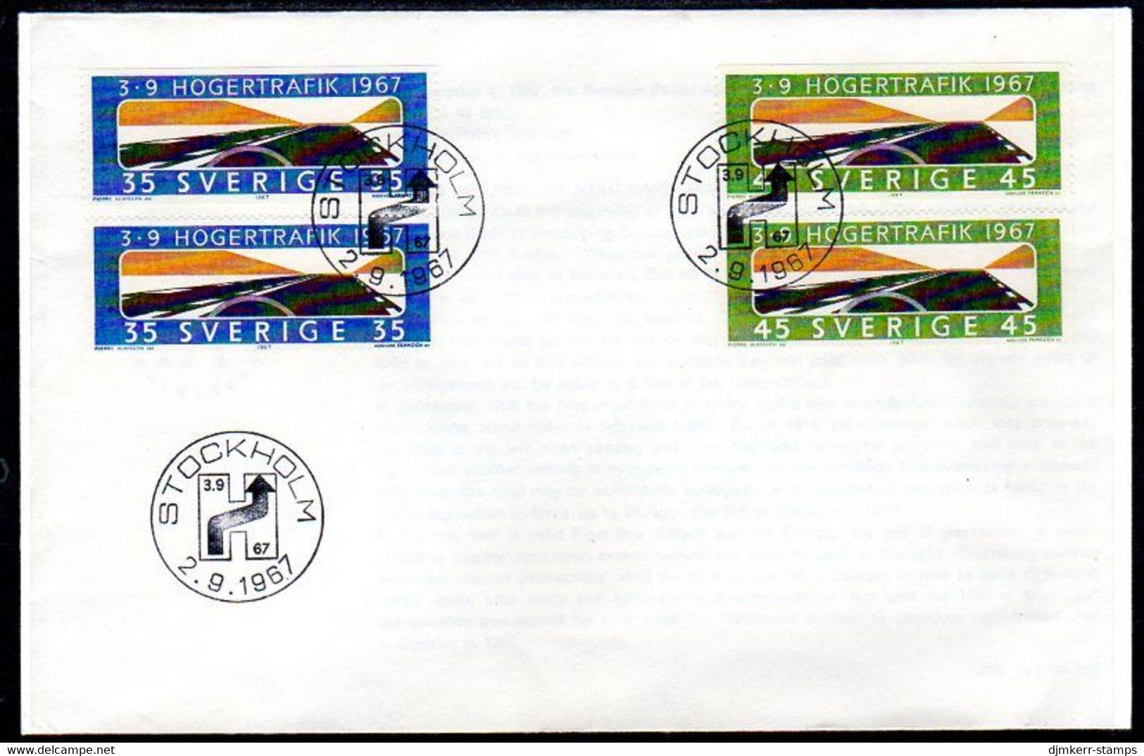 SWEDEN 1967 Driving On The Right FDC.  Michel 588-89 - FDC