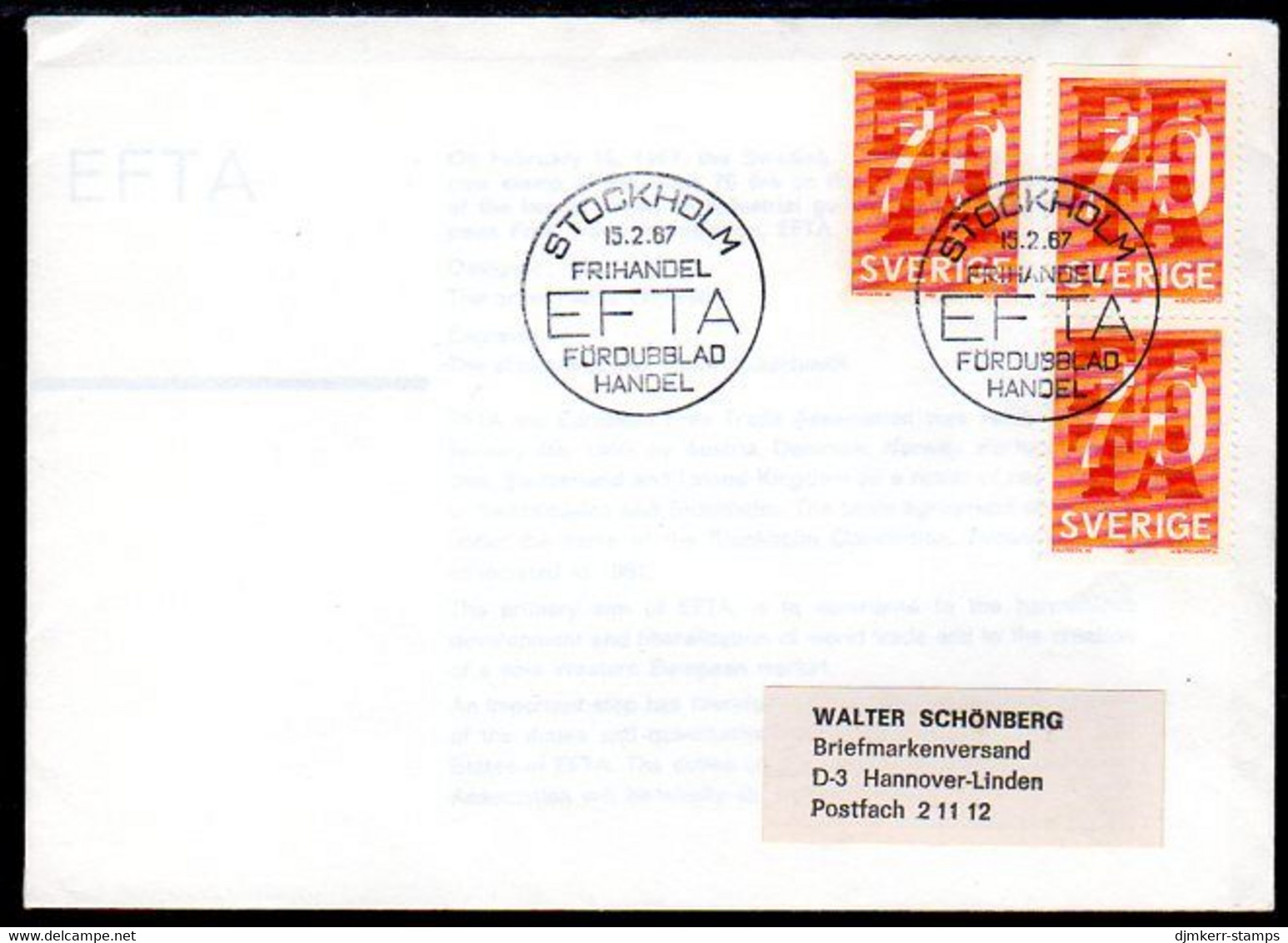 SWEDEN 1967 EFTA  FDC.  Michel 573 - FDC