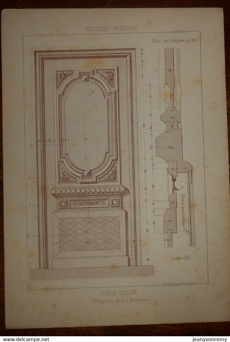 Porte D'allée. Ebénisterie - Menuiserie. M. Beyaert, Architecte à Bruxelles. 1887. - Other Plans