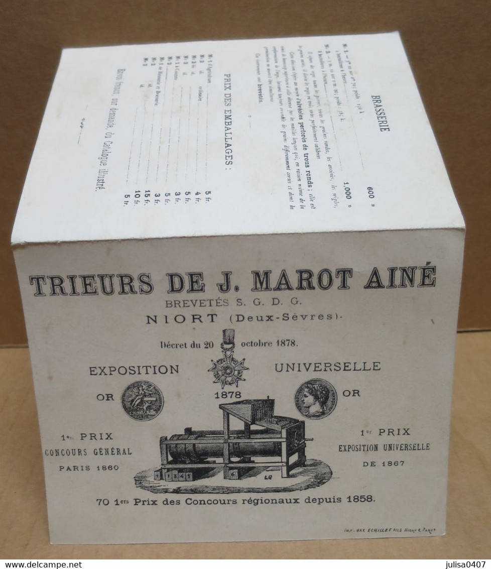 NIORT (79) Ancienne Publicité à 2 Volets Trieurs De Marot Ainé Agriculture Meunerie Brasserie - Niort