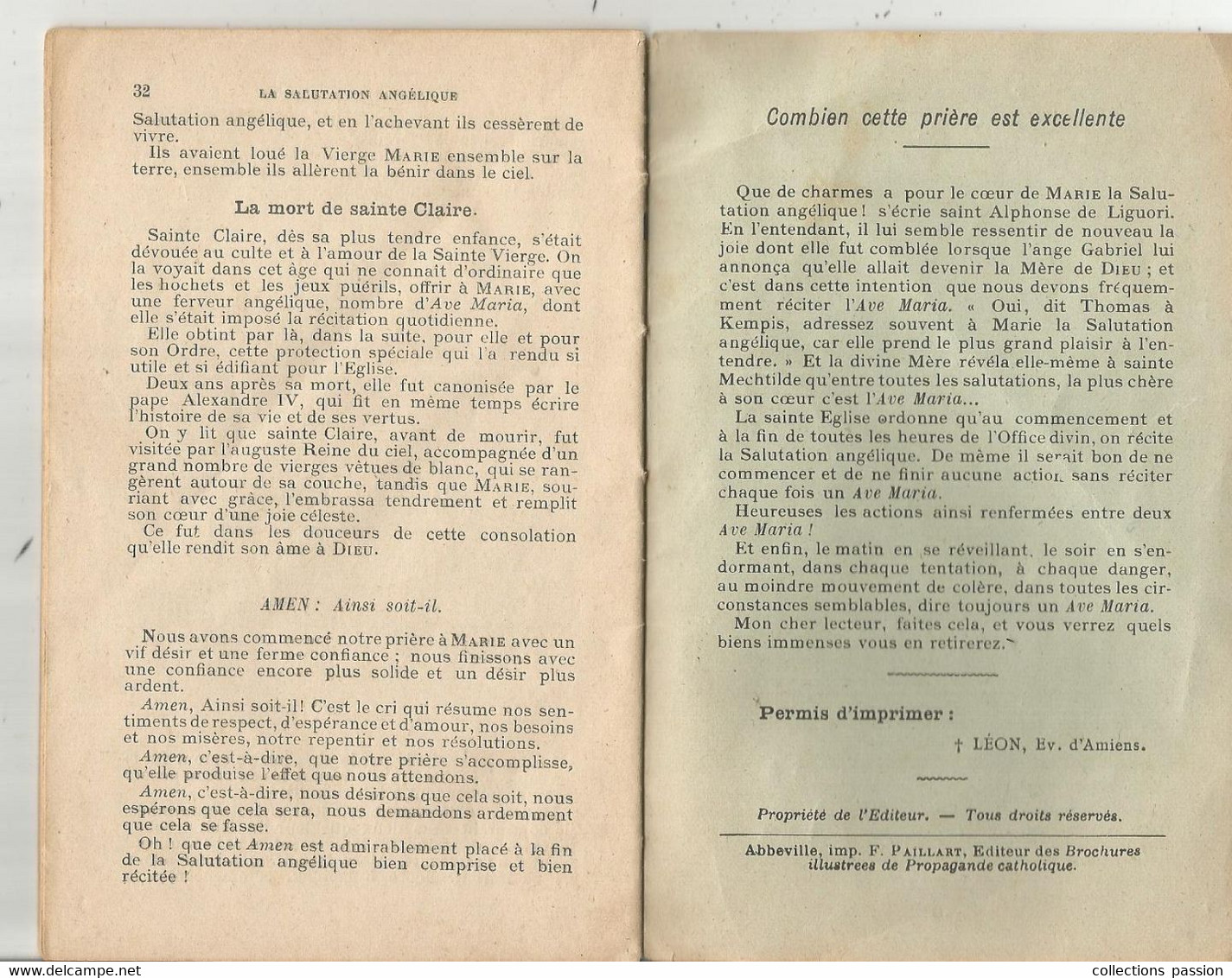 RELIGION , LA SALUTATION ANGELIQUE en histoires , Abbeville , ed. Paillart , 33 pages , 8 scans , frais fr 1.85 e