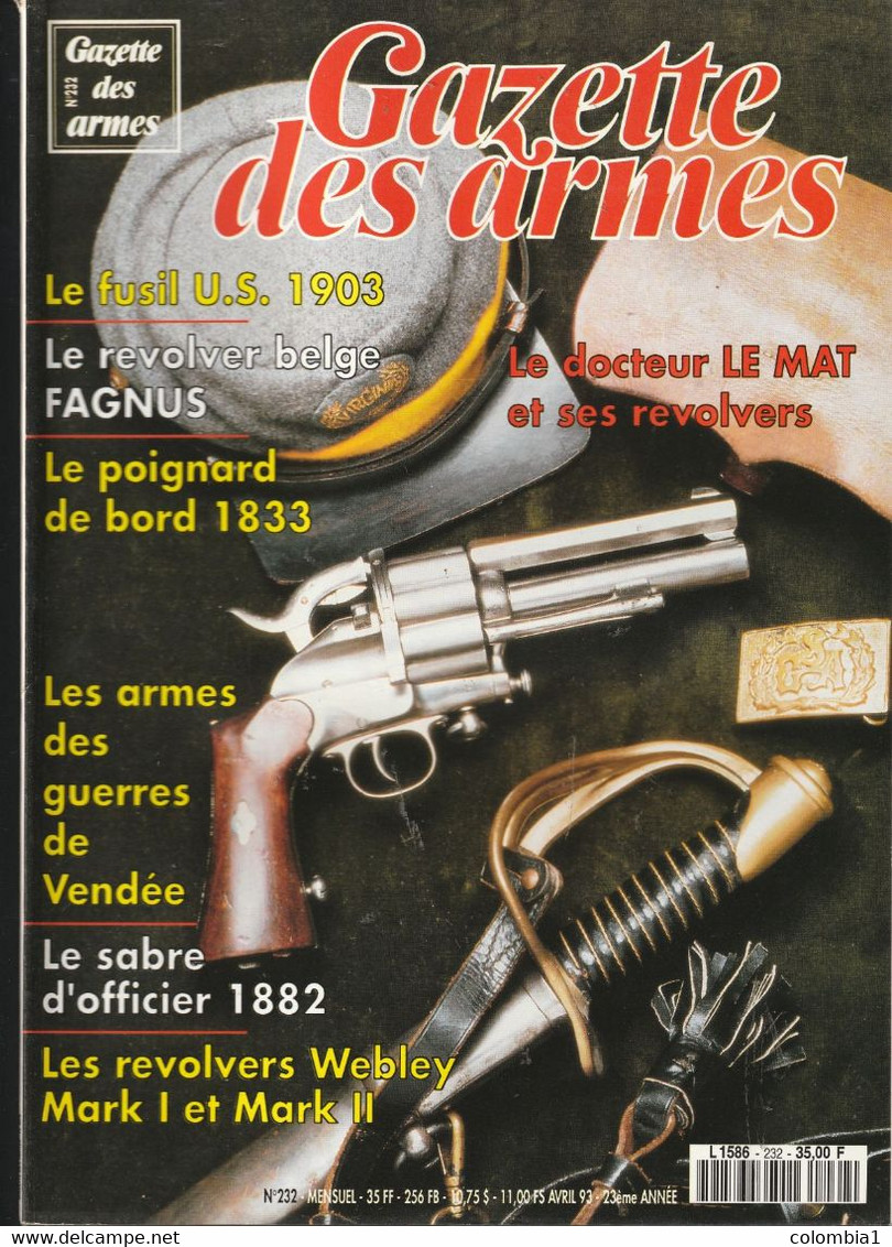 GAZETTE DES ARMES N 232 Année 1993 (voir Detail) - French