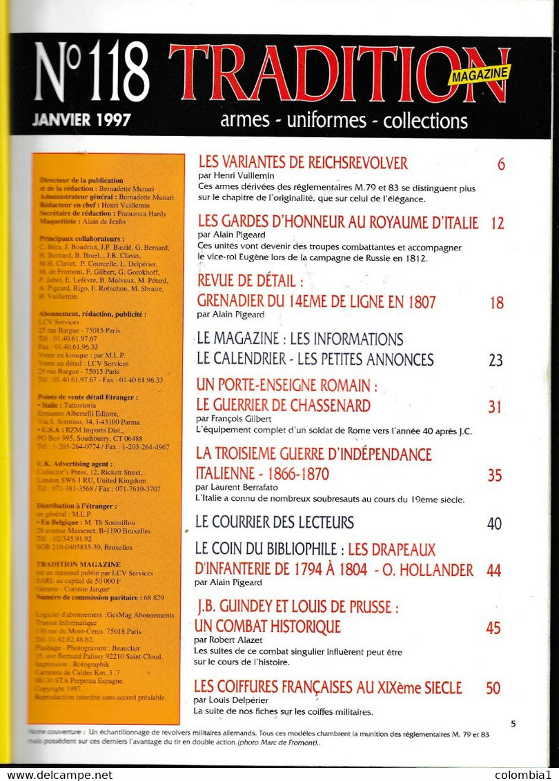 TRADITION Armes Uniformes Collections N 118 Année 1996 (voir Detail) - French