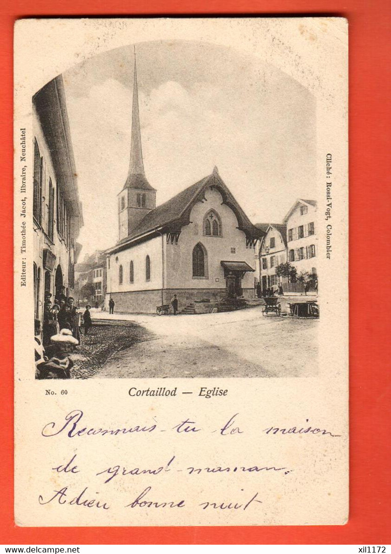 ZBA-03 Cortaillod L'Eglise Et Le Village. Circulé En 1901, Précurseur - Cortaillod