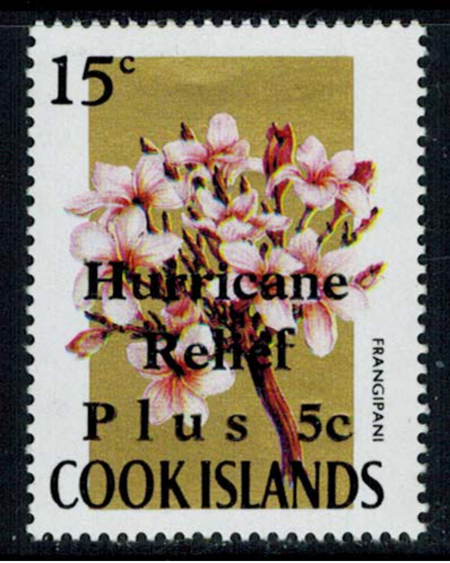 Scott B17   15c+5c Frangipani Semi-postal Overprinted Hurricane Relief. Mint Never Hinged. - Cook