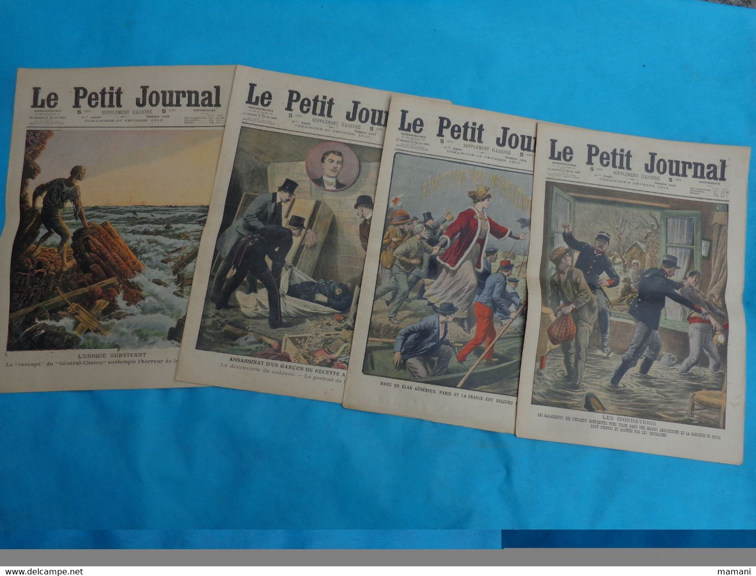 4 Numeros Le Petit Journal Fevrier  N°6-13-20-27 De 1910 Inondation-rescape De Gal Chanzy-assassinat D'un Garcon Etc... - Other & Unclassified