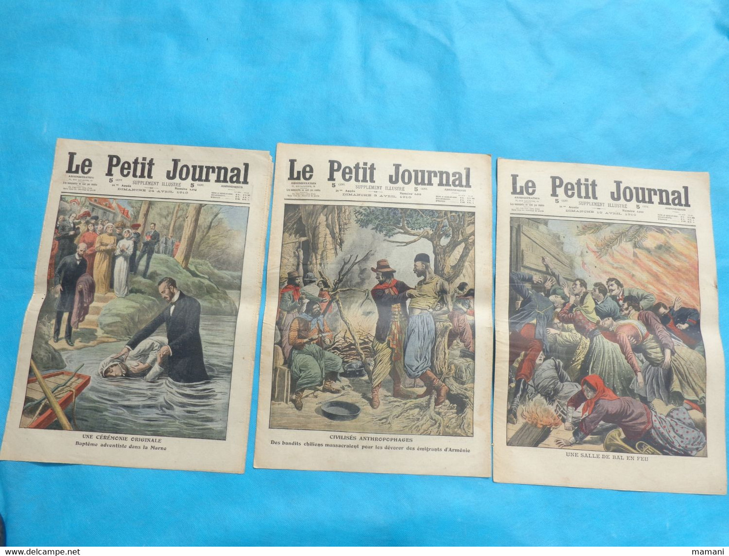 3 N° Le Petit Journal Avril  N°3-10-24 De 1910 Civilises Anthropophages-barbarie Marocaine-etnasuffragettes Anglaises - Sonstige & Ohne Zuordnung