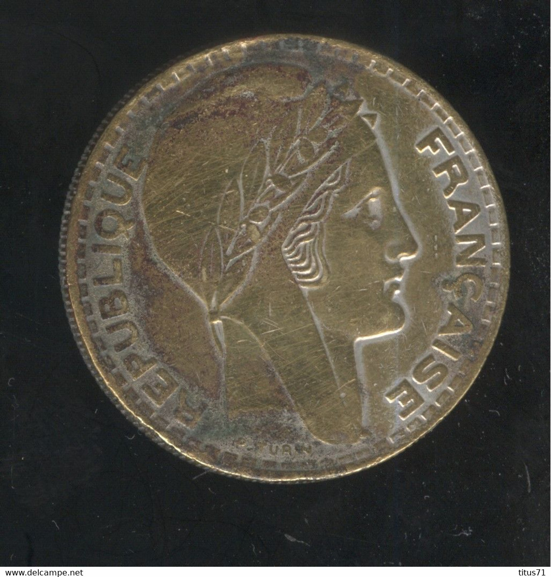 Fausse 20 Francs Turin 1934 - Laiton Partiellement Argenté - Exonumia - Abarten Und Kuriositäten