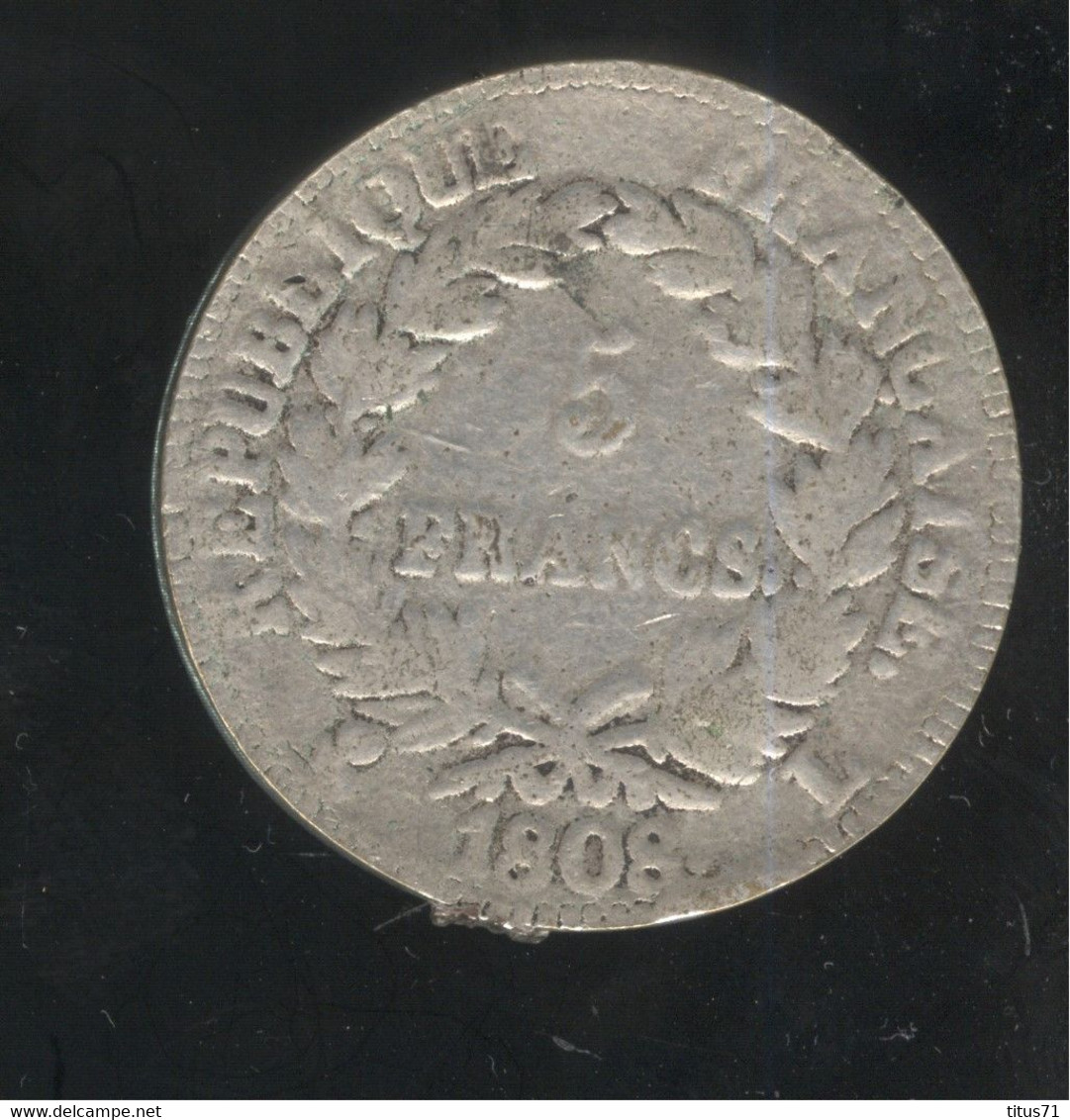 Fausse 5 Francs 1808 L - Métal Blanc Non Magnétique - Trace De Bélière - Exonumia - Varietà E Curiosità